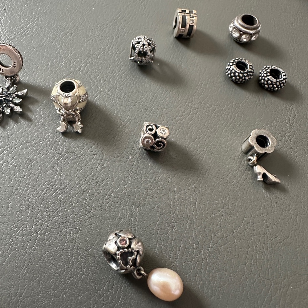 Pandora Bracelet w/14 charms worn about 3 times-dangling snowflake not included - Picture 3 of 6